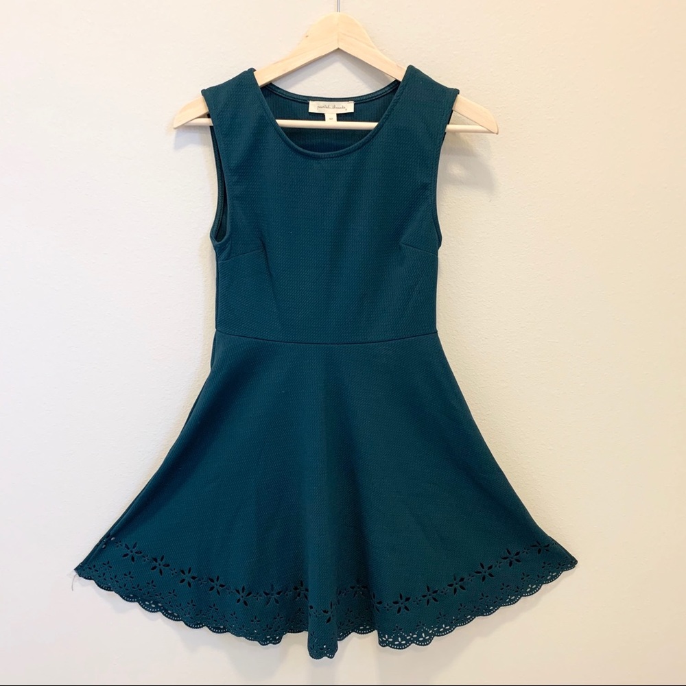 Painted Threads Teal/green flory dress hollow out